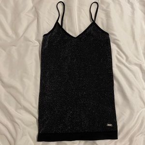 sparkly black tank top